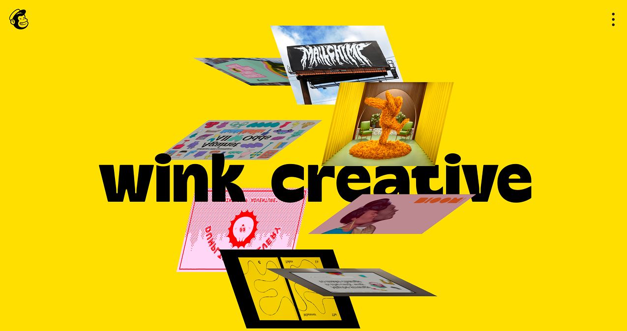 Wink Creative — Intuit's internal creative agency, vibrant collage of campaign assets on yellow background