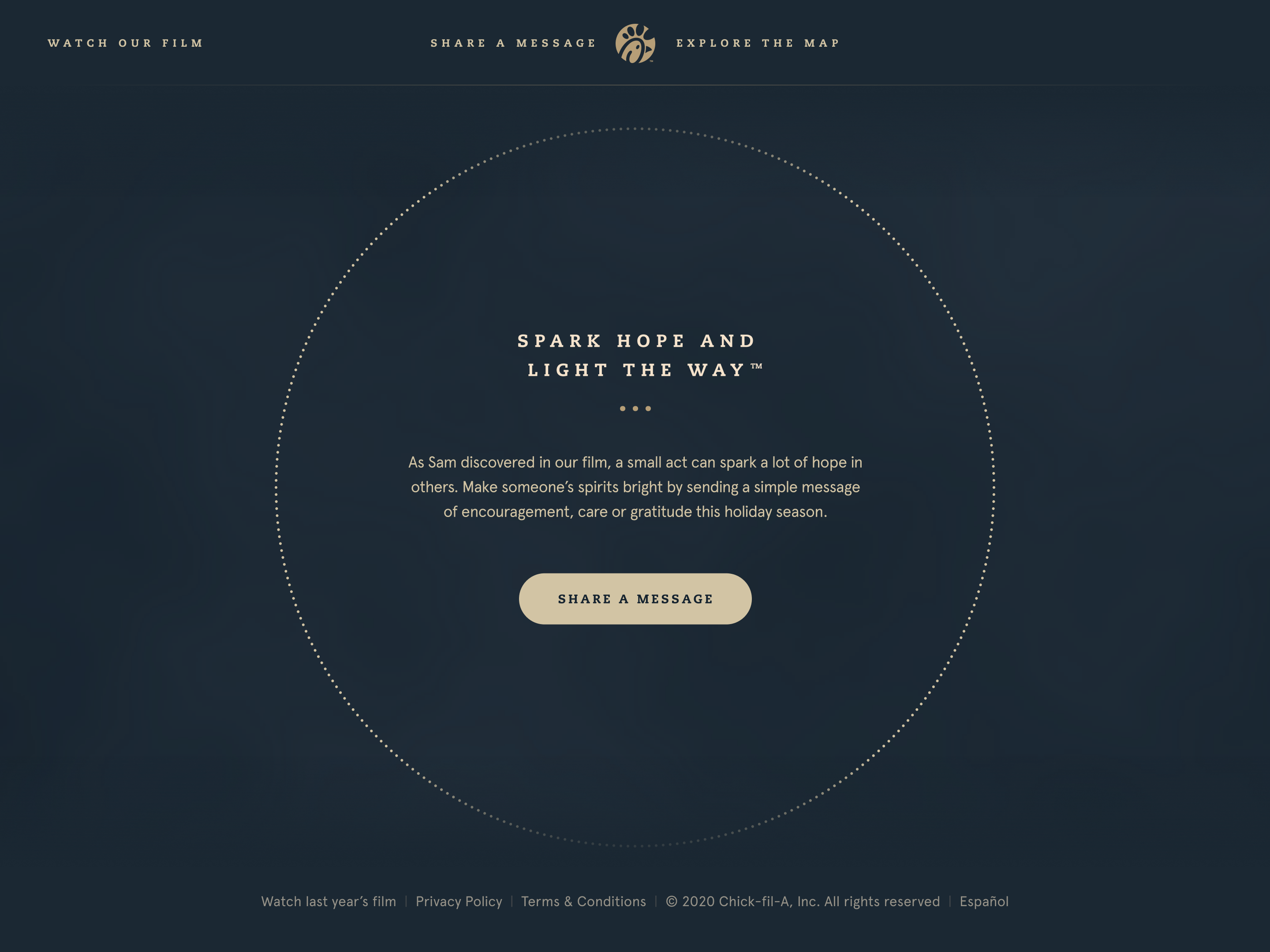 Spark Hope and Light the Way — campaign landing with circle CTA